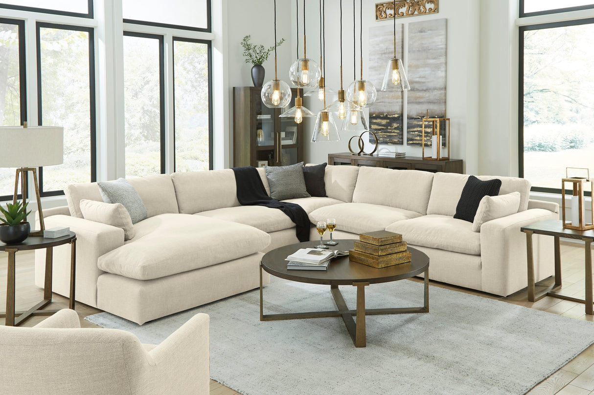 Elyza Linen 5-Piece LAF Chaise Sectional