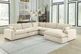 Elyza Linen 5-Piece RAF Chaise Sectional