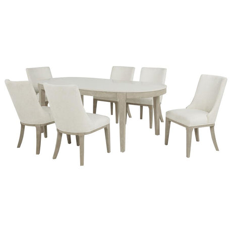 Lucaire 7-piece 84-inch Dining Set with Arched Chairs Honed Cream by Coaster at Eve Furniture