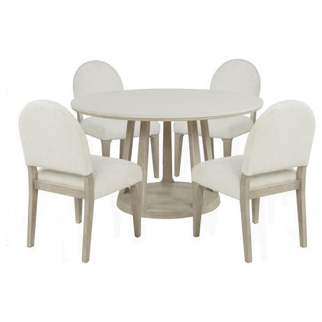 Lucaire 5-piece 54-inch Round Cultured Marble Dining Room Set Cream by Coaster at Eve Furniture