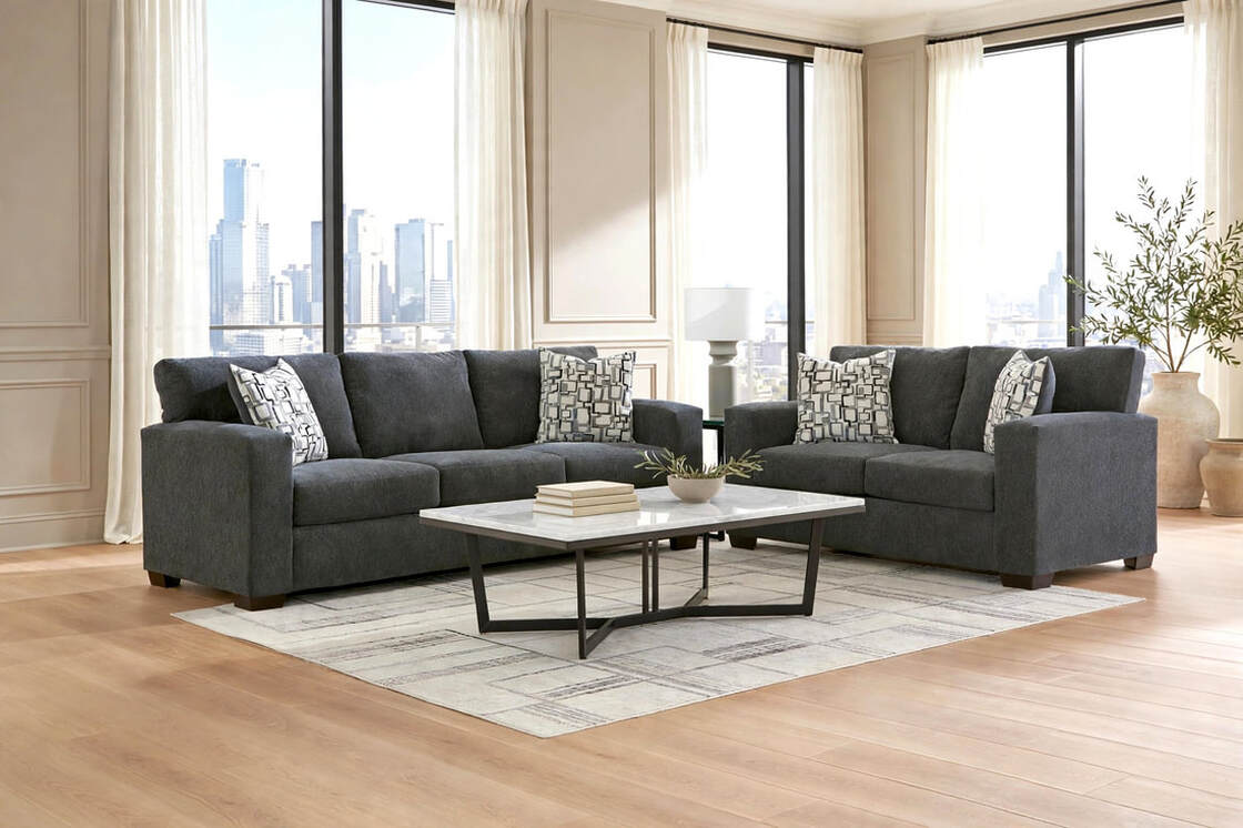 Luke Charcoal Sofa & Loveseat by Happy Homes at Eve Furniture