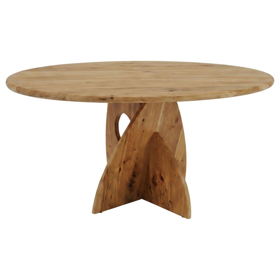 Snyder Natural Acacia Round Pedestal Solid Wood Dining Table by Coaster at Eve Furniture