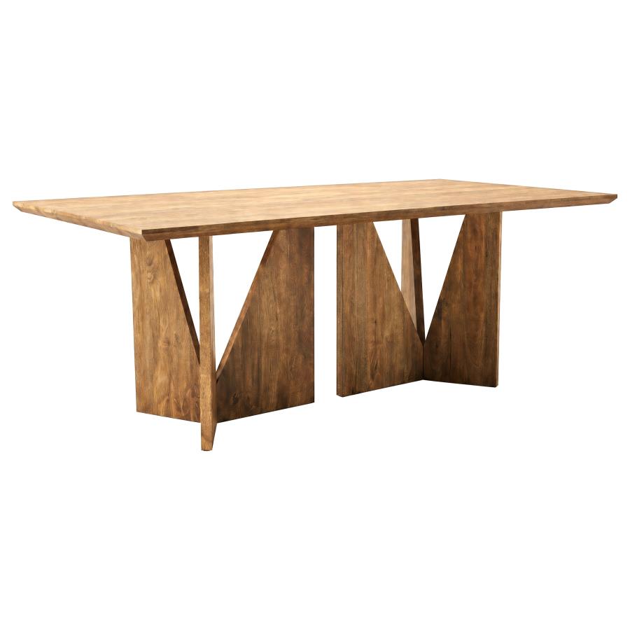 Sosa Light Brown Solid Mango Wood Dining Table with Angular Base by Coaster at Eve Furniture