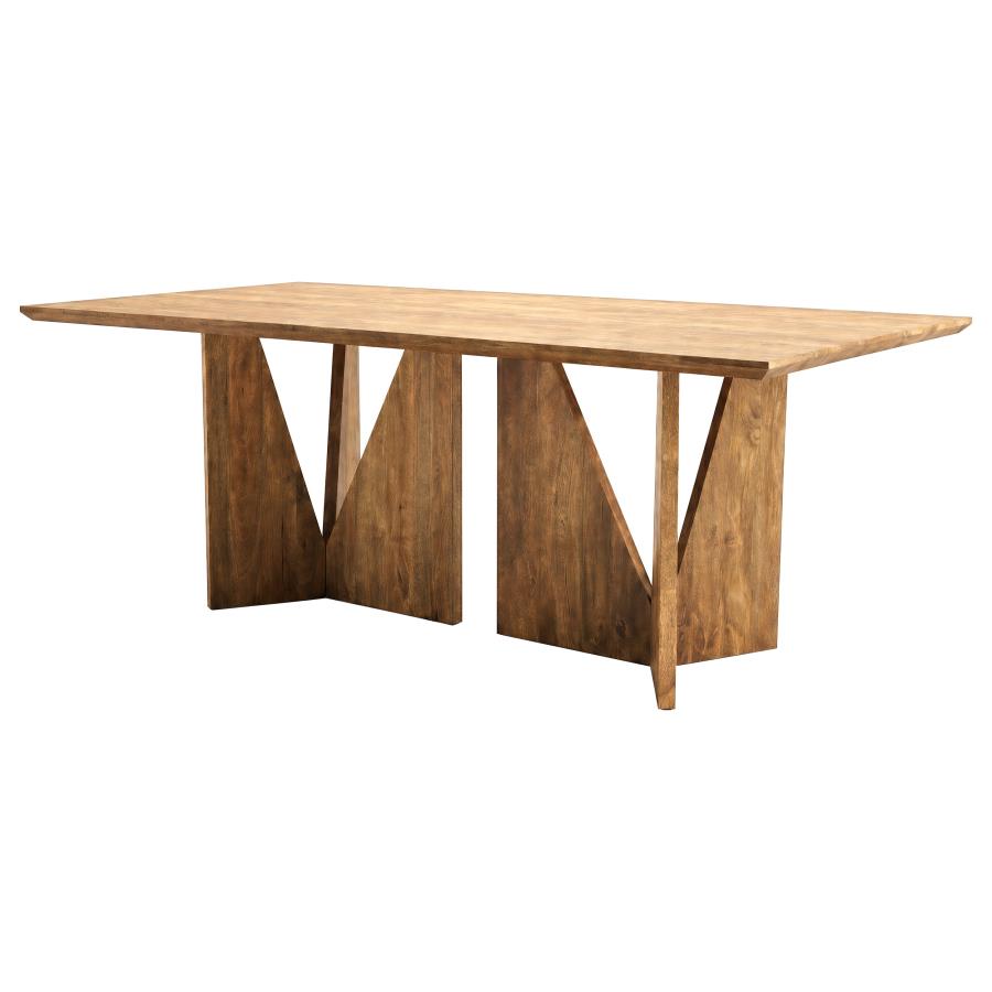 Sosa Light Brown Solid Mango Wood Dining Table with Angular Base by Coaster at Eve Furniture