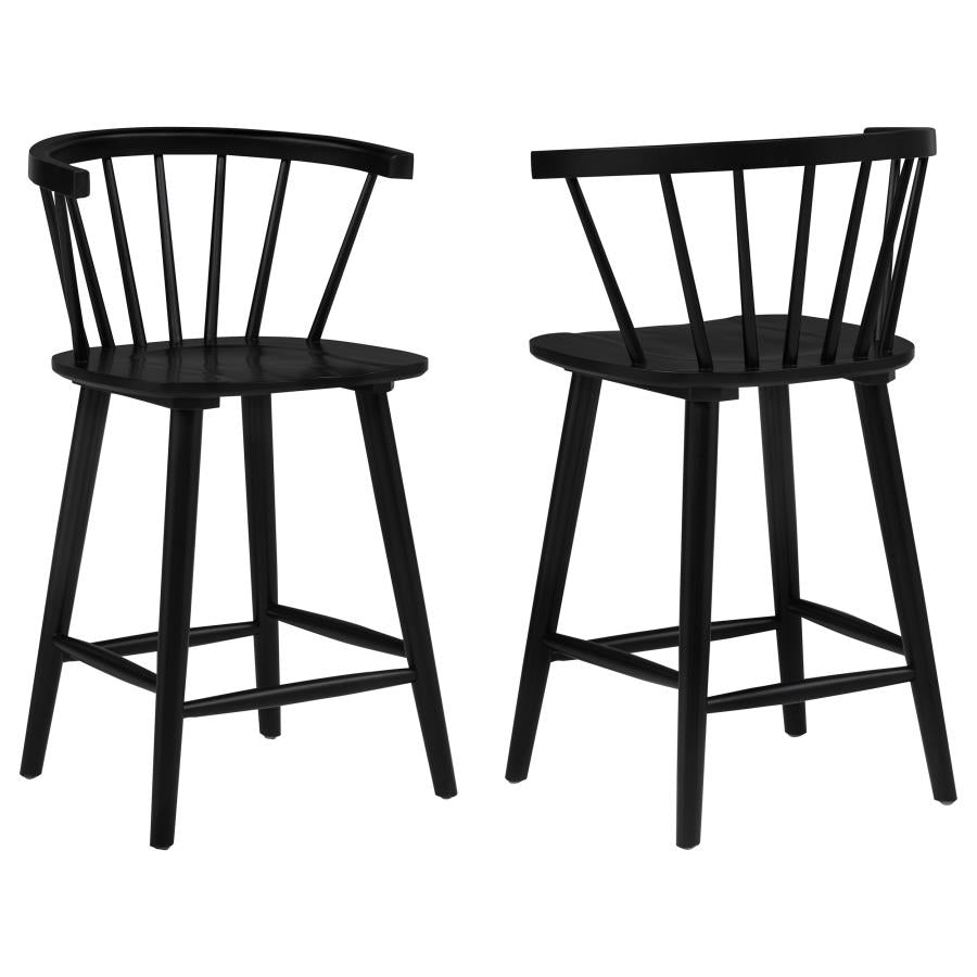 Jeffries Black 2-Piece Curved Spindle-Back Counter Chair Set by Coaster at Eve Furniture
