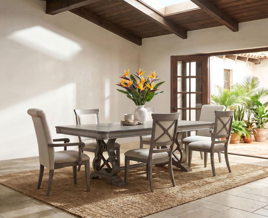 Cresswell Weathered Taupe 7-Piece 104-inch Extension Dining Set by Coaster at Eve Furniture
