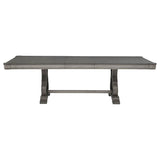 Cresswell Weathered Taupe 104-inch Double Pedestal Extension Dining Table