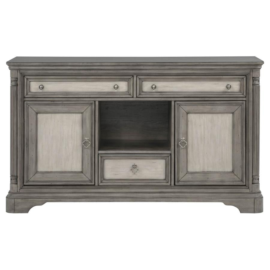 Cresswell Weathered Taupe 2-door 3-drawer Wine Storage Buffet