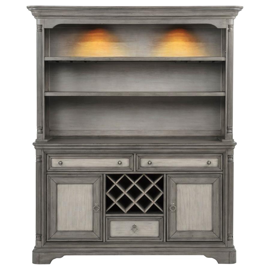 Cresswell Weathered Taupe 2-door 3-drawer Buffet and Hutch