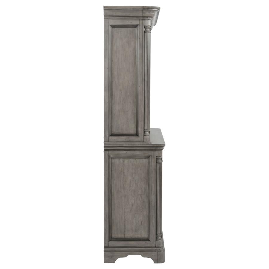 Cresswell Weathered Taupe 2-door 3-drawer Buffet and Hutch