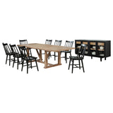 Middleton Natural Brown and Black 10-Piece Extension Leaf Dining Room Set