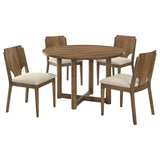 Crestmore Walnut 5-Piece 46-inch Round Wood Dining Room Set