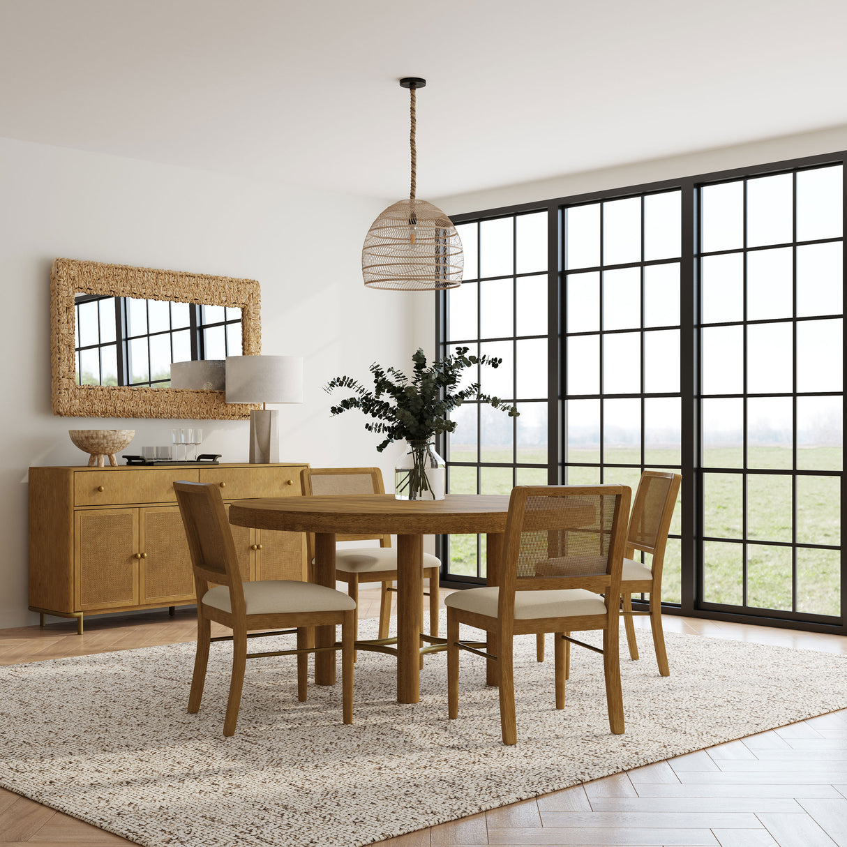 Arini Sand Wash 5-Piece Round Dining Room Room Set