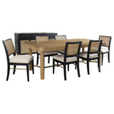 Arini Sand Wash and Black 7-Piece Extension Leaf Dining Room Set