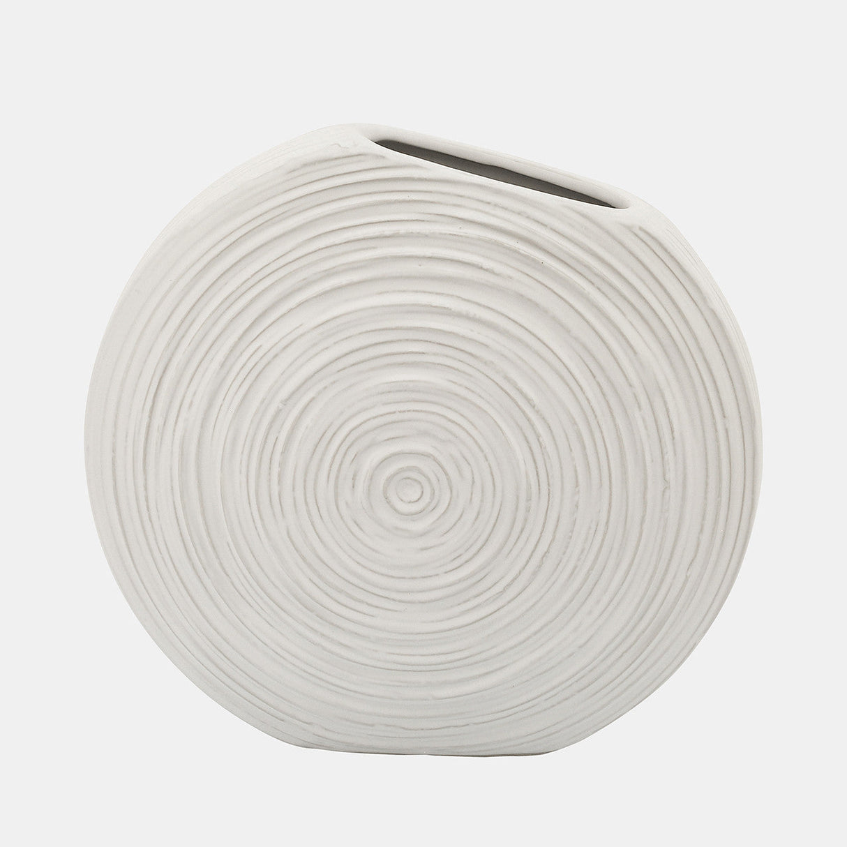11"h Oval Swirled Vase, White