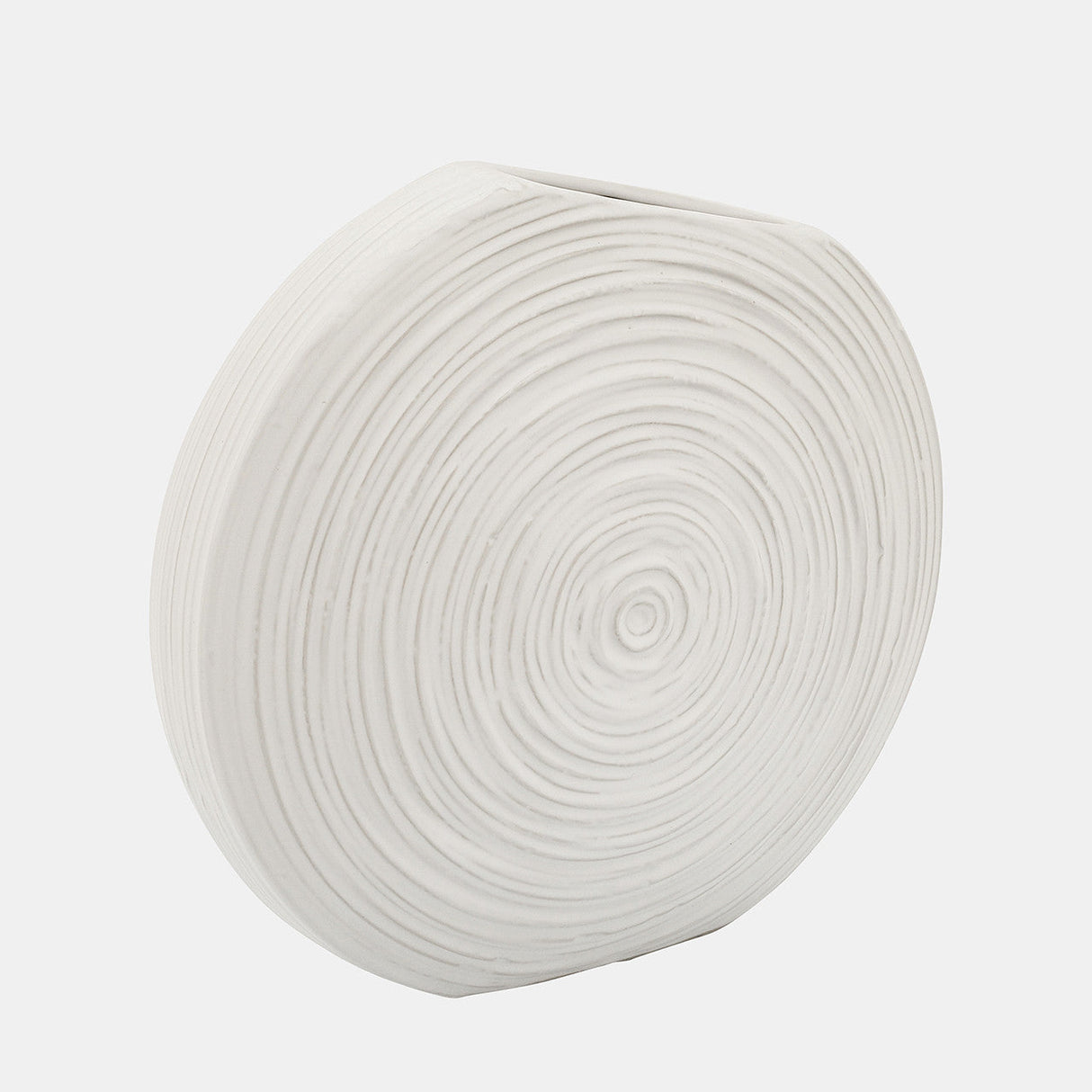 11"h Oval Swirled Vase, White