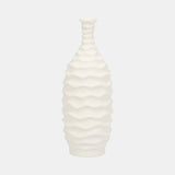 11" Horizontal Ribbon Vase Sand Texture, White