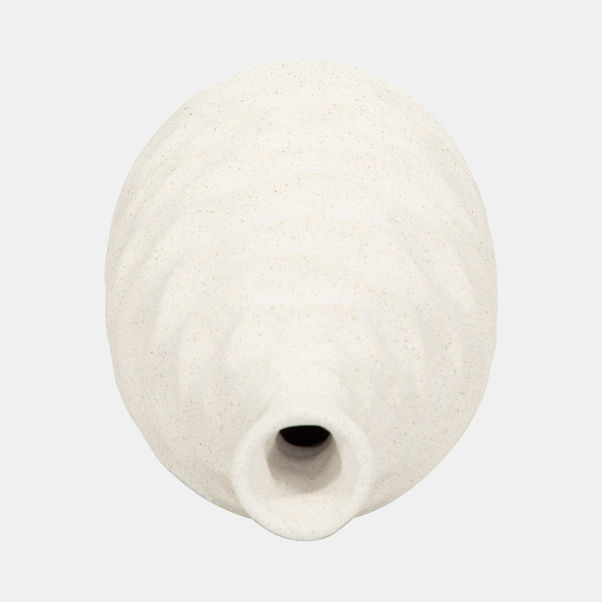 11" Horizontal Ribbon Vase Sand Texture, White