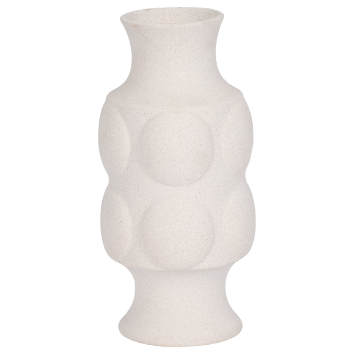 11" Large Dot Embossed Vase Sand Texture, White