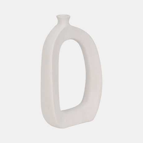 11" Open Cut-out Rough Vase, White