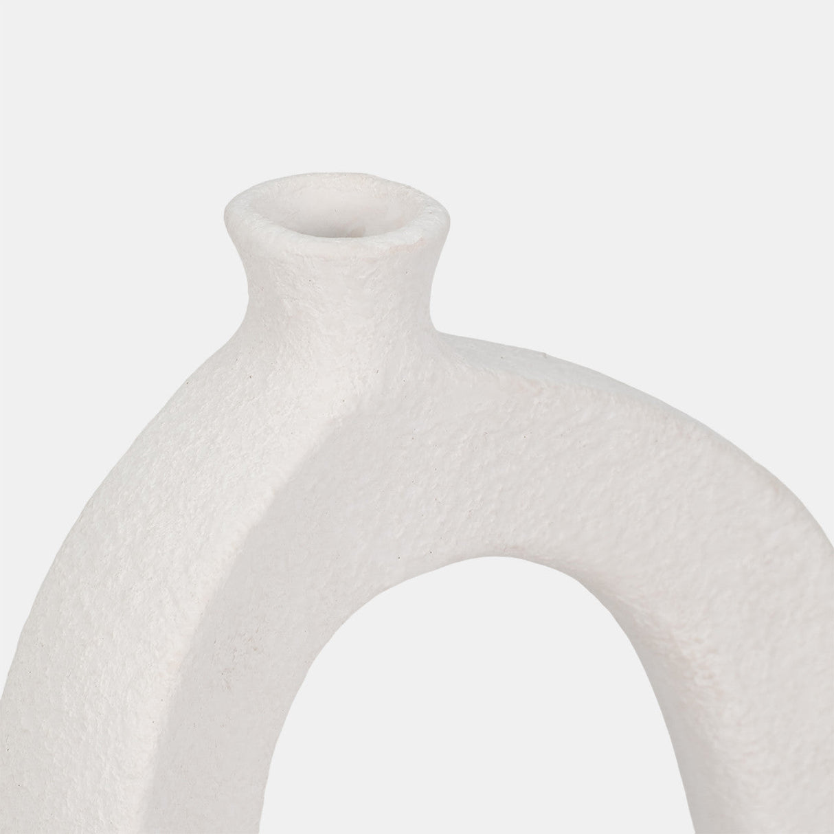 11" Open Cut-out Rough Vase, White