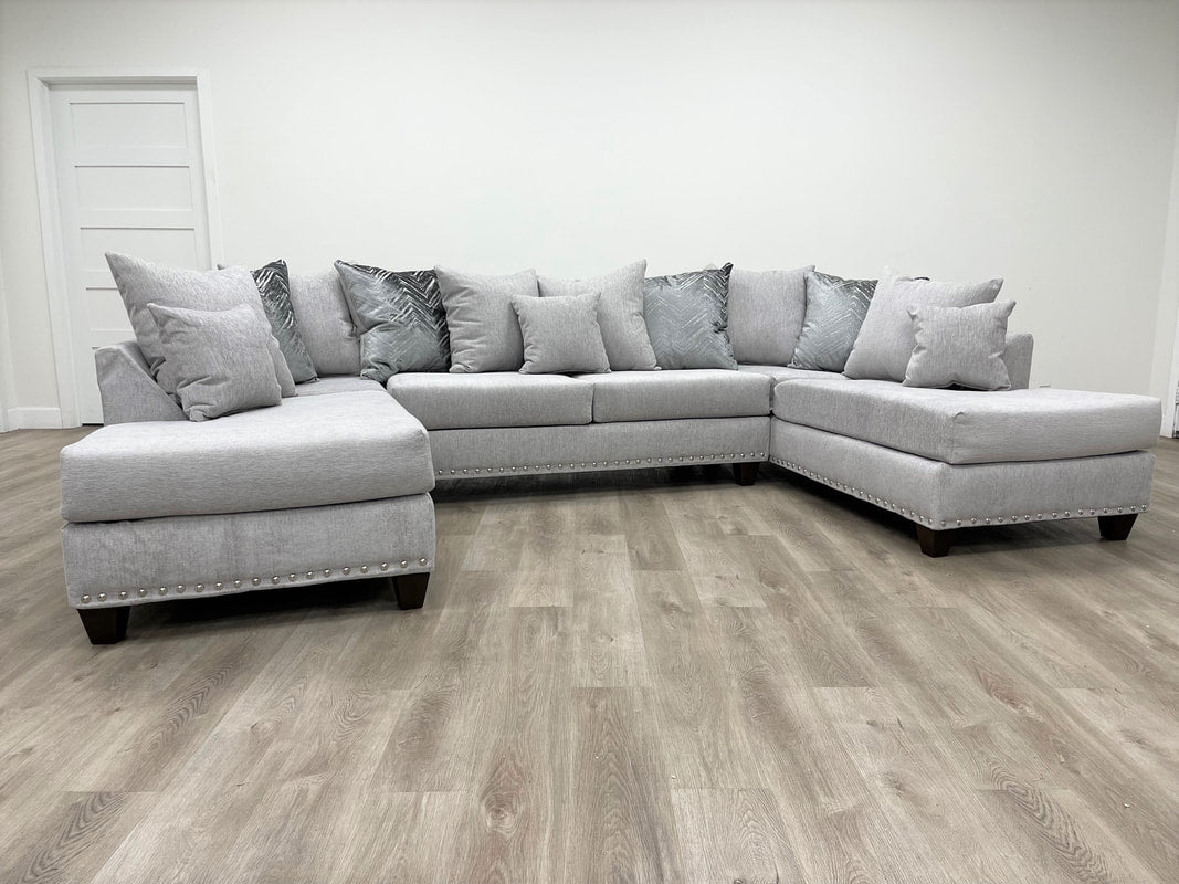 111 - Double Chaise Dove Sectional