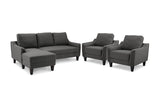 Jarreau Gray Sofa Chaise Sleeper and 2 Chairs