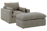 Dramatic Granite Oversized Chair and Ottoman