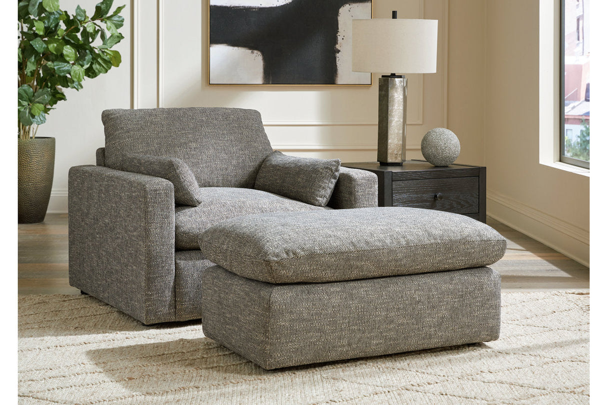 Dramatic Granite Oversized Chair and Ottoman