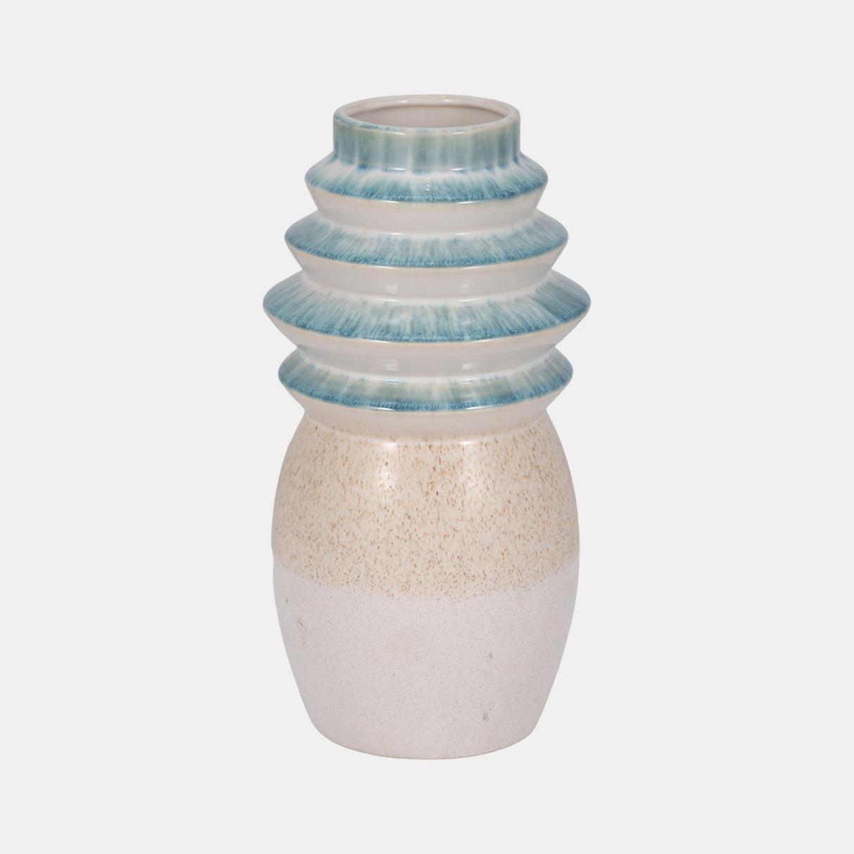 12" Fluted Top Vase Reactive Finish, Multi