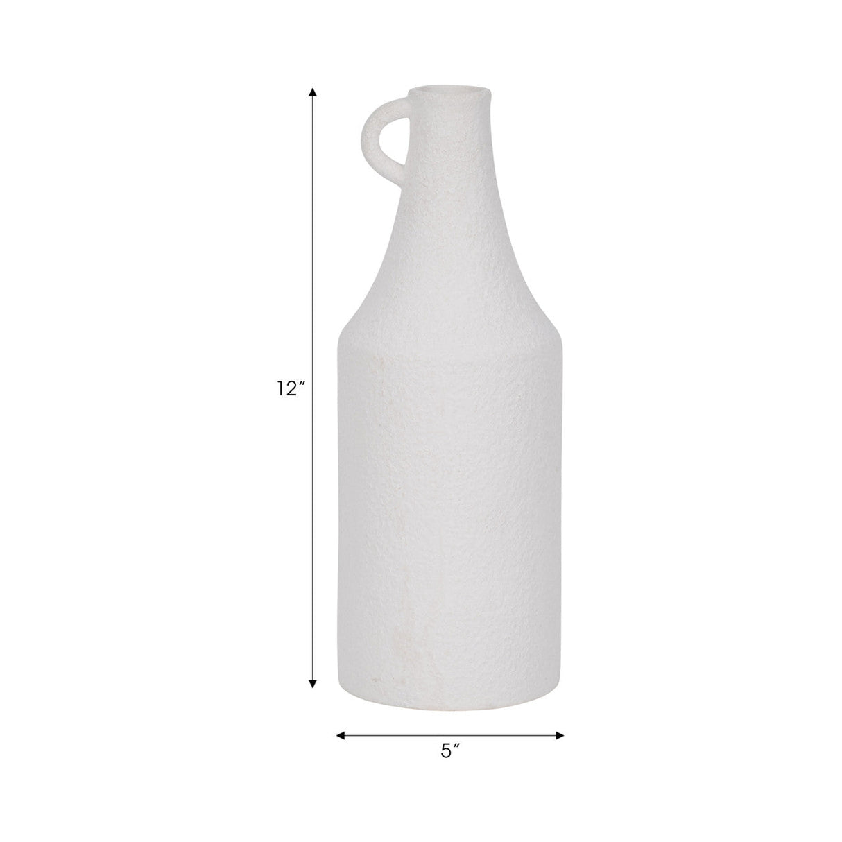 12" Rough Texture Bottle Vase, White