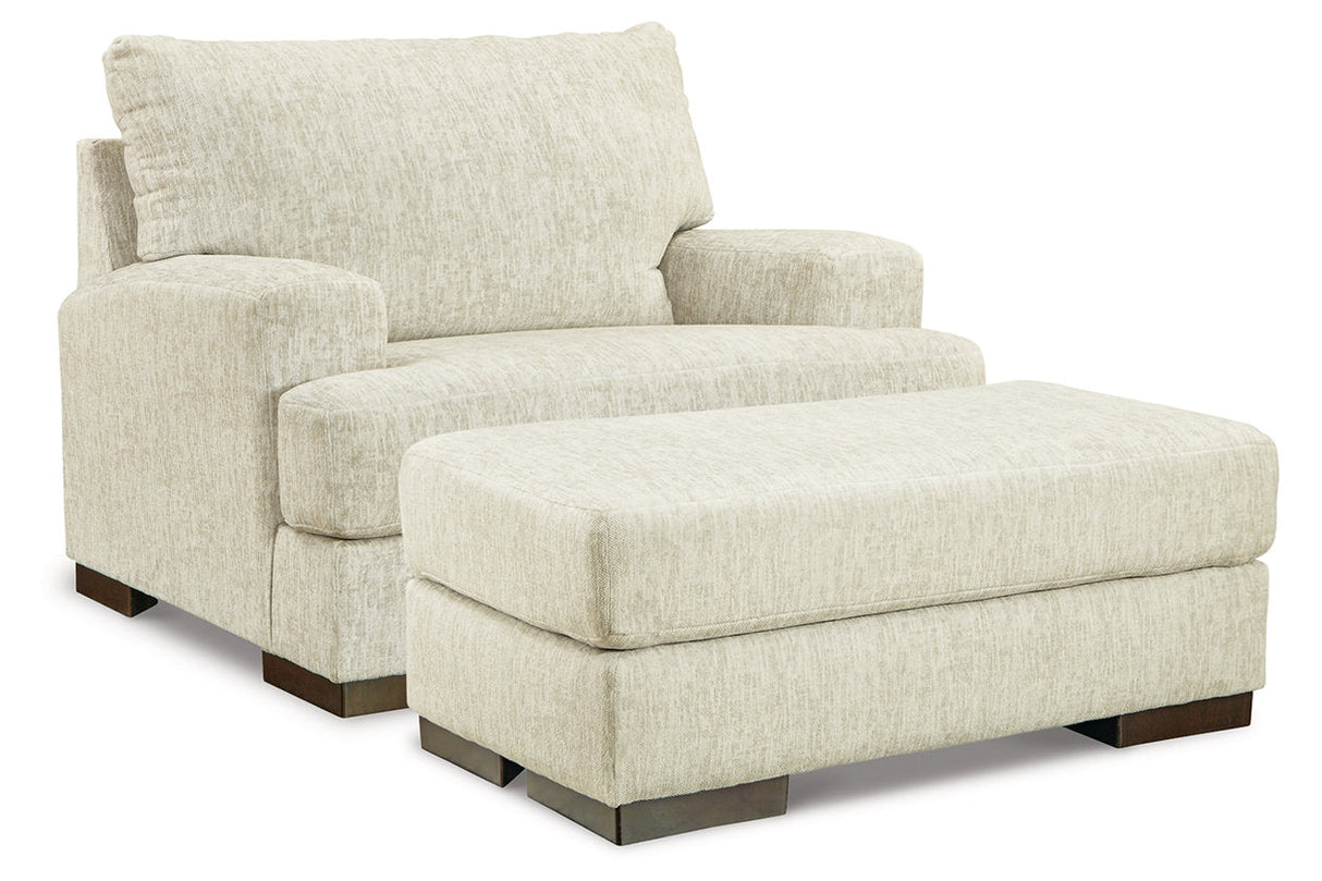 Caretti Parchment Oversized Chair and Ottoman