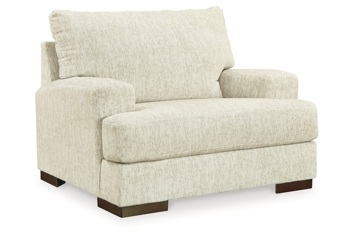 Caretti Parchment Oversized Chair and Ottoman