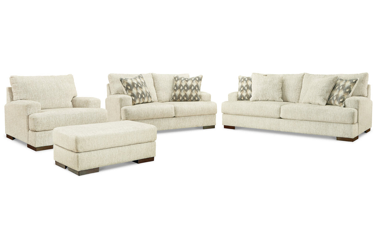 Caretti Parchment Sofa, Loveseat, Oversized Chair and Ottoman