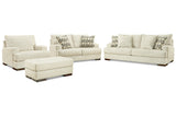 Caretti Parchment Sofa, Loveseat, Oversized Chair and Ottoman