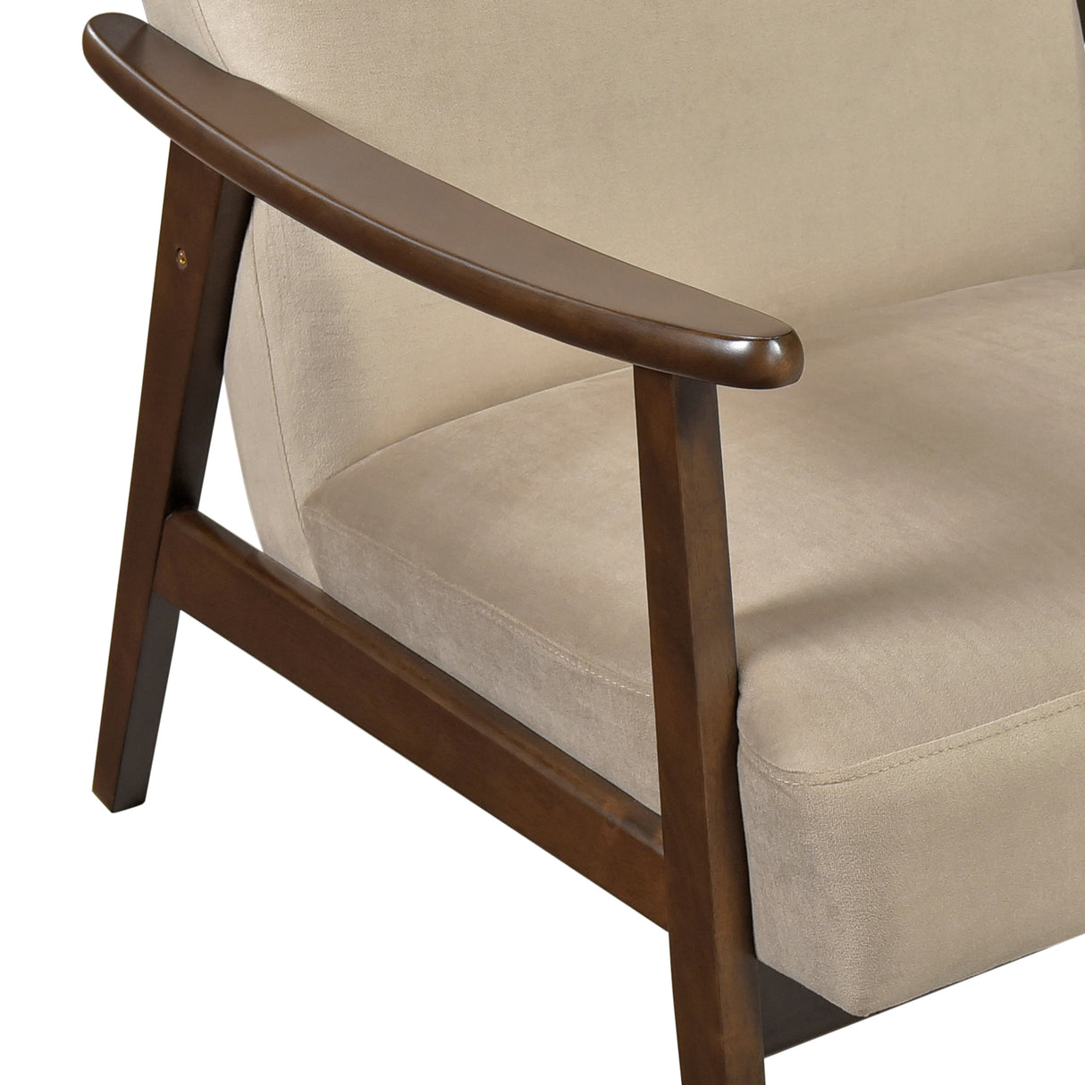 Landers Light Brown Velvet Accent Chair