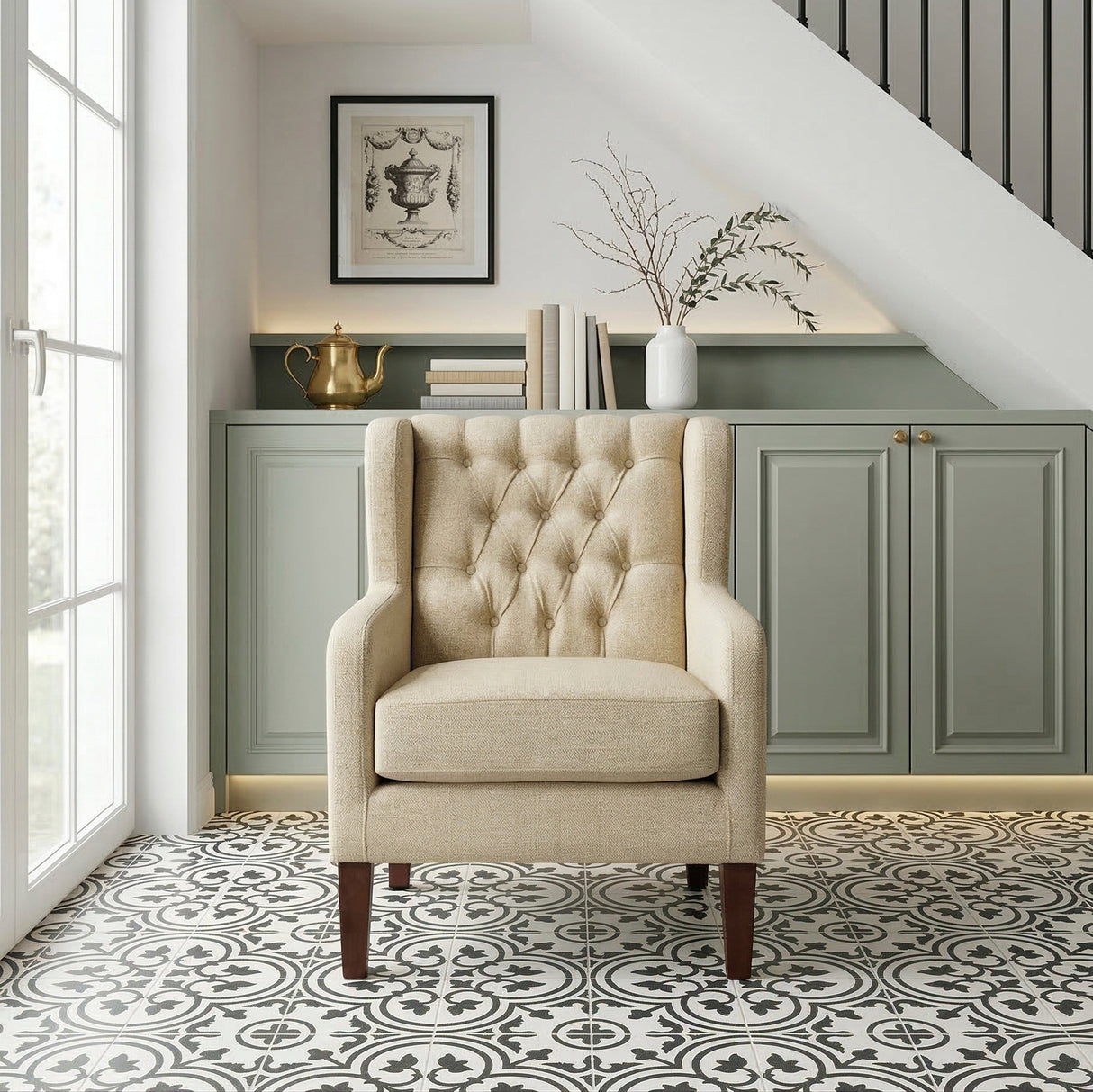 Aria Beige Accent Chair