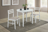 Bucknell White 3-Piece Round Drop Leaf Dining Room Set