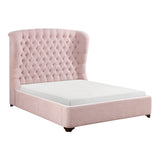 Cameo Pink Queen Upholstered Wingback Bed