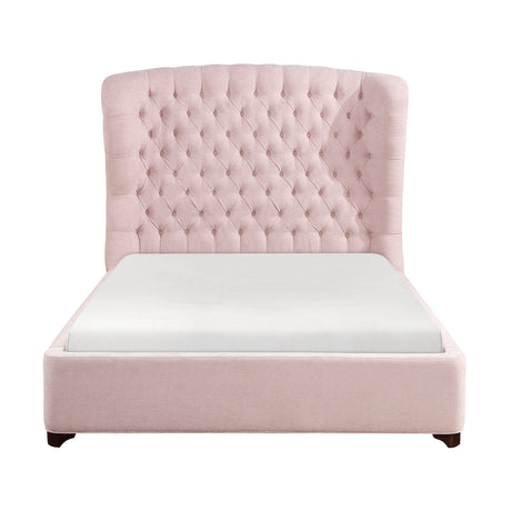 Cameo Pink Full Upholstered Wingback Bed