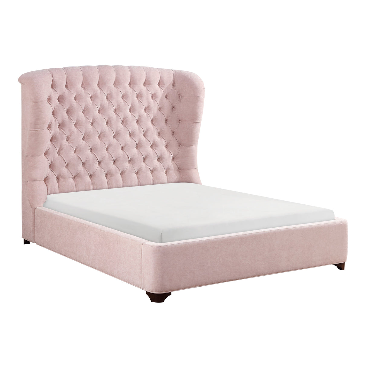 Cameo Pink Full Upholstered Wingback Bed