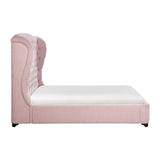 Cameo Pink Full Upholstered Wingback Bed