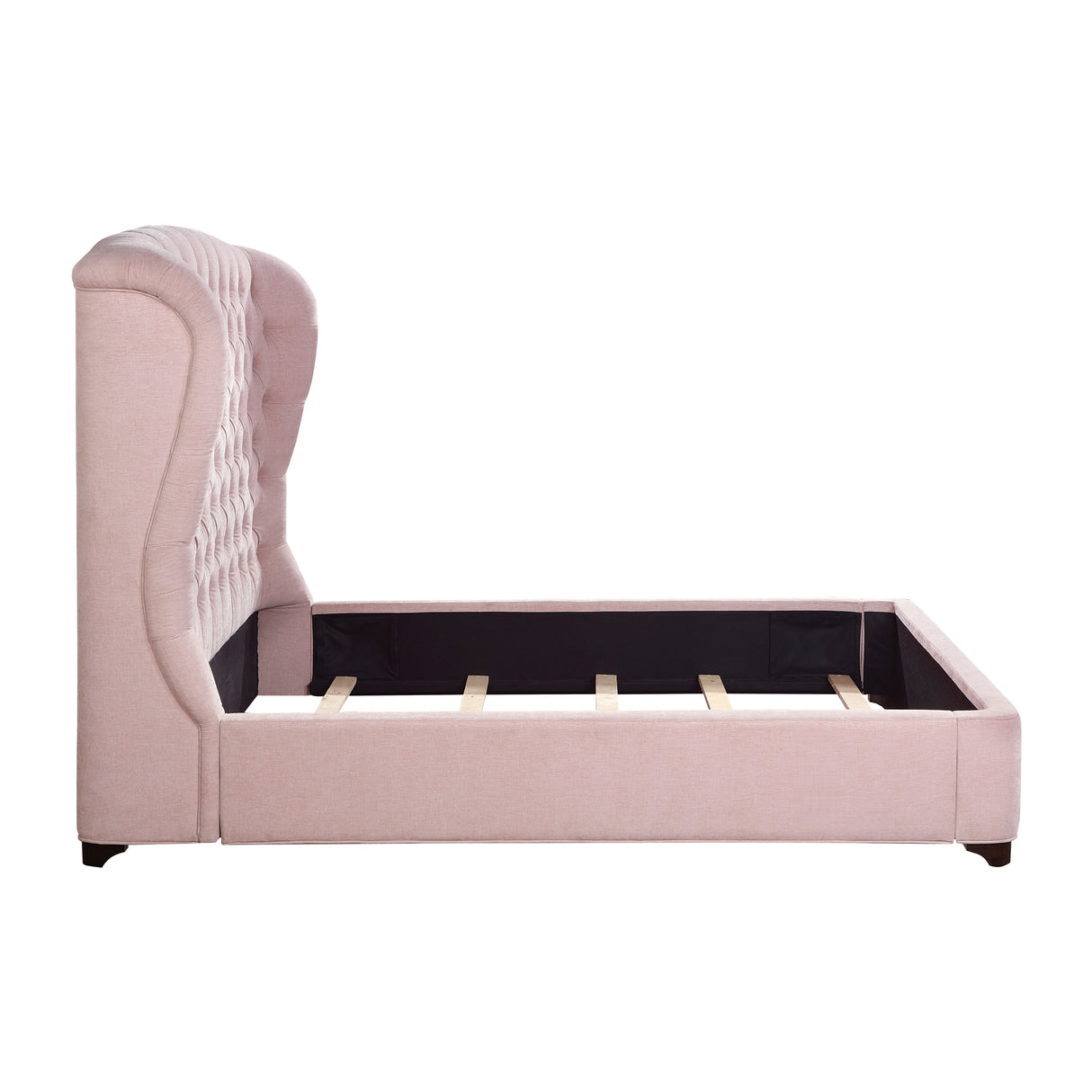 Cameo Pink King Upholstered Wingback Bed