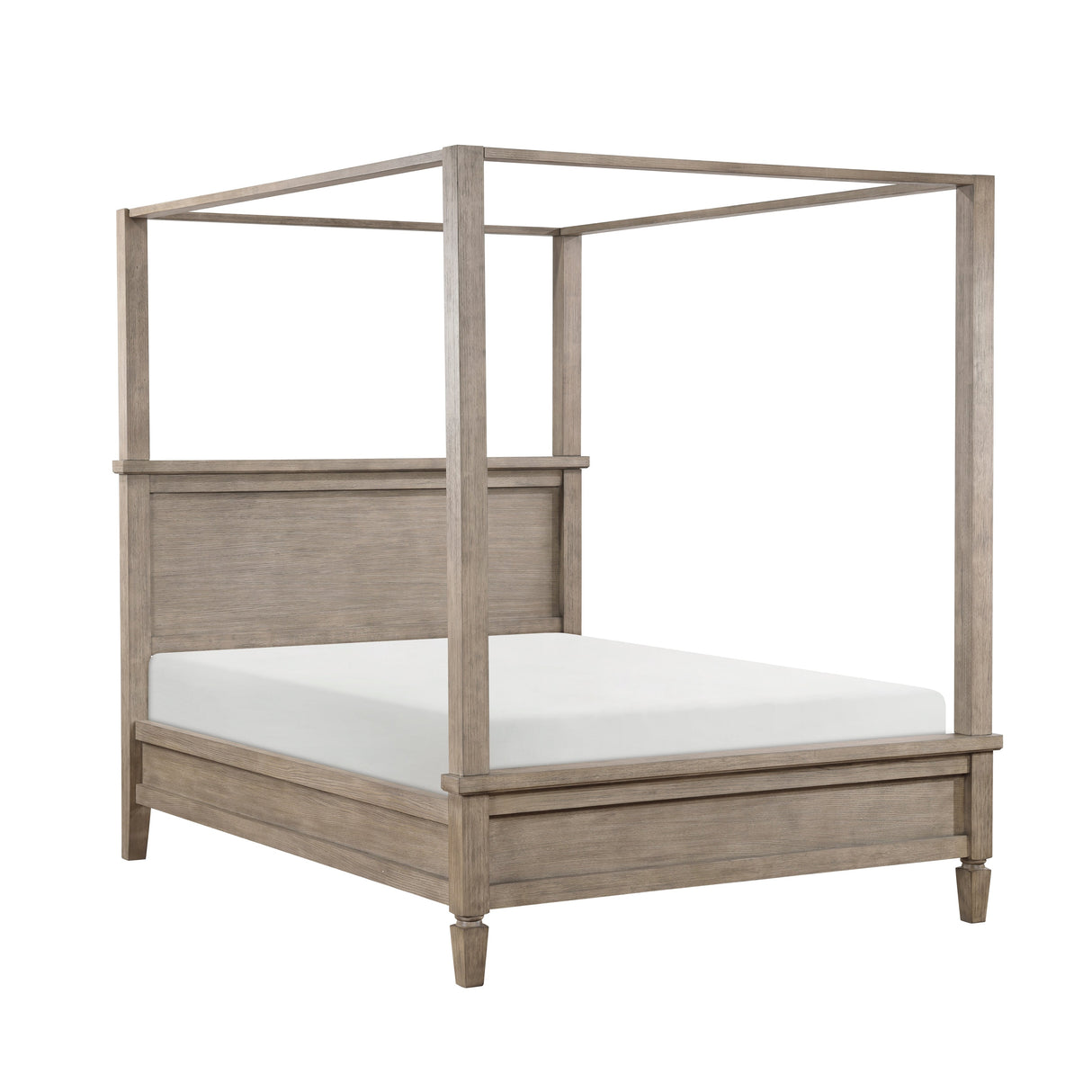 Marceline Gray Oak Eastern King Canopy Platform Bed