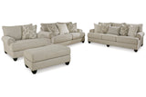 Asanti Fog Sofa, Loveseat, Oversized Chair and Ottoman