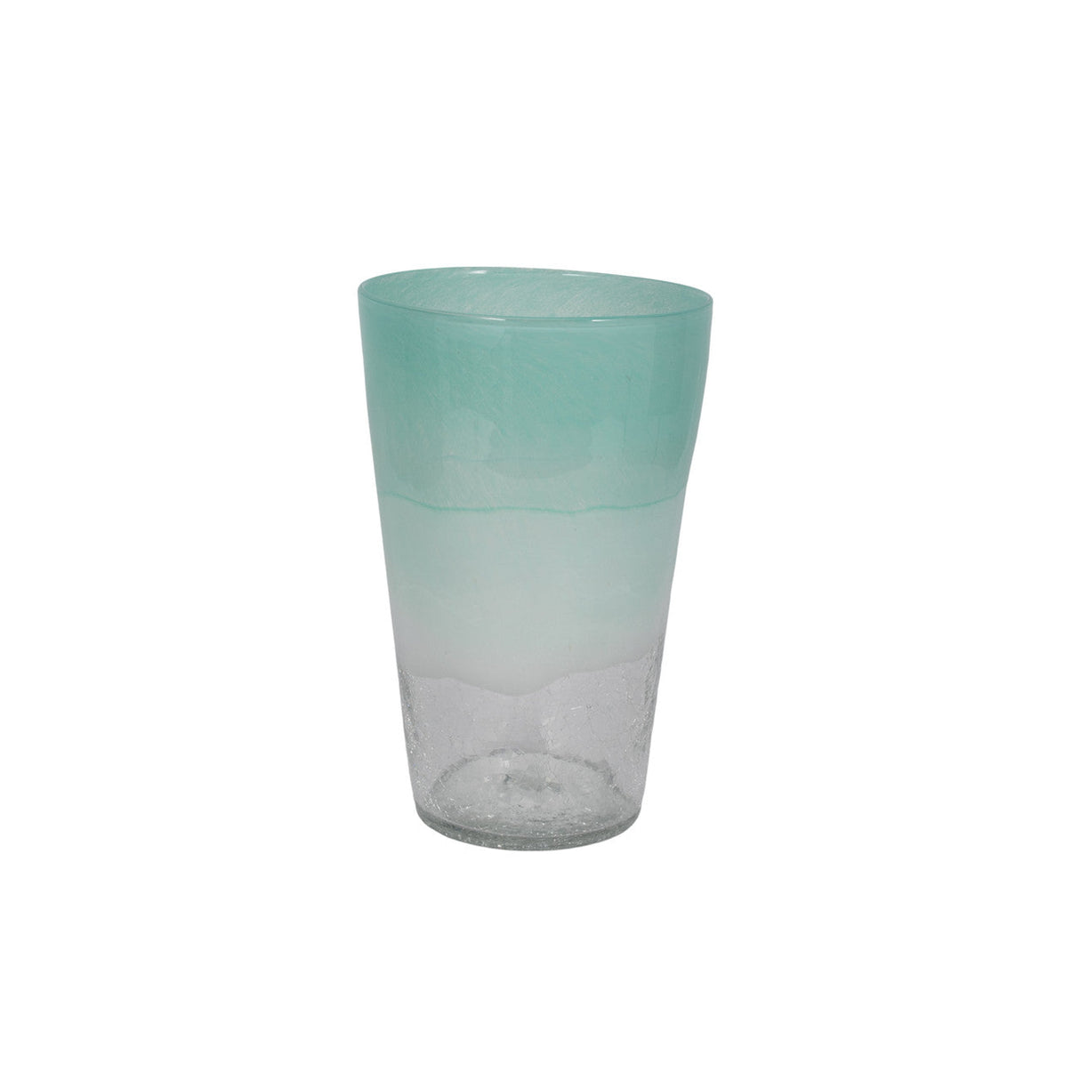 14" Fluted Glass Vase, Aqua Haze