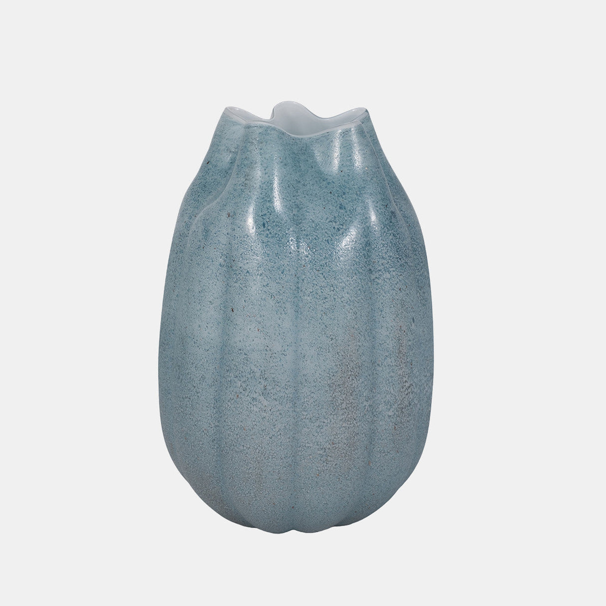 14" Glass Sea Urchin Vase, Blue