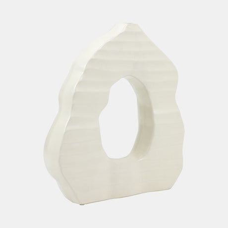14" Ribbed Open-cut Out Vase, Ivory