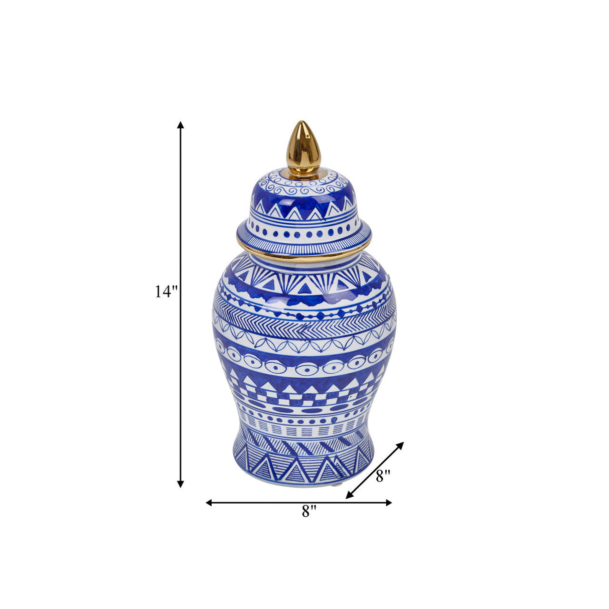 14" White/blue Temple Jar