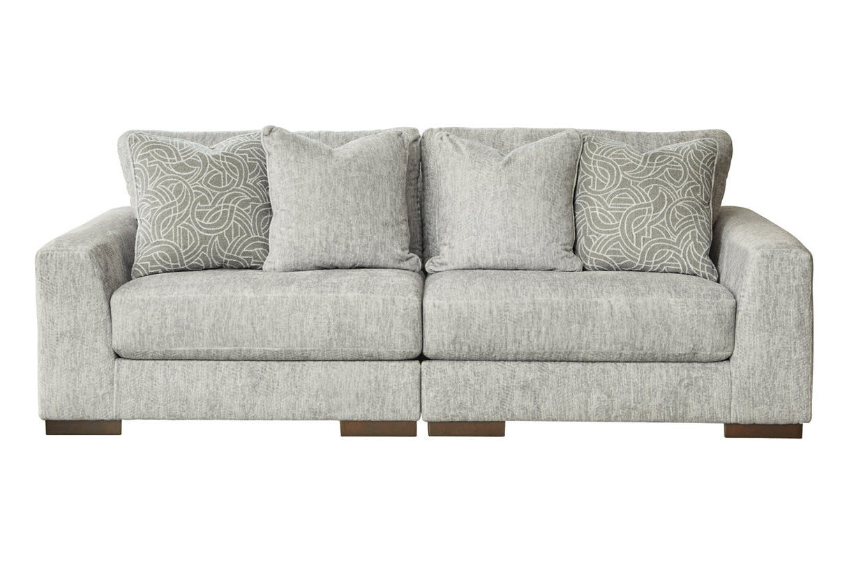 Regent Park Pewter 2-Piece Sectional Loveseat